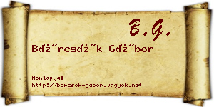 Börcsök Gábor névjegykártya